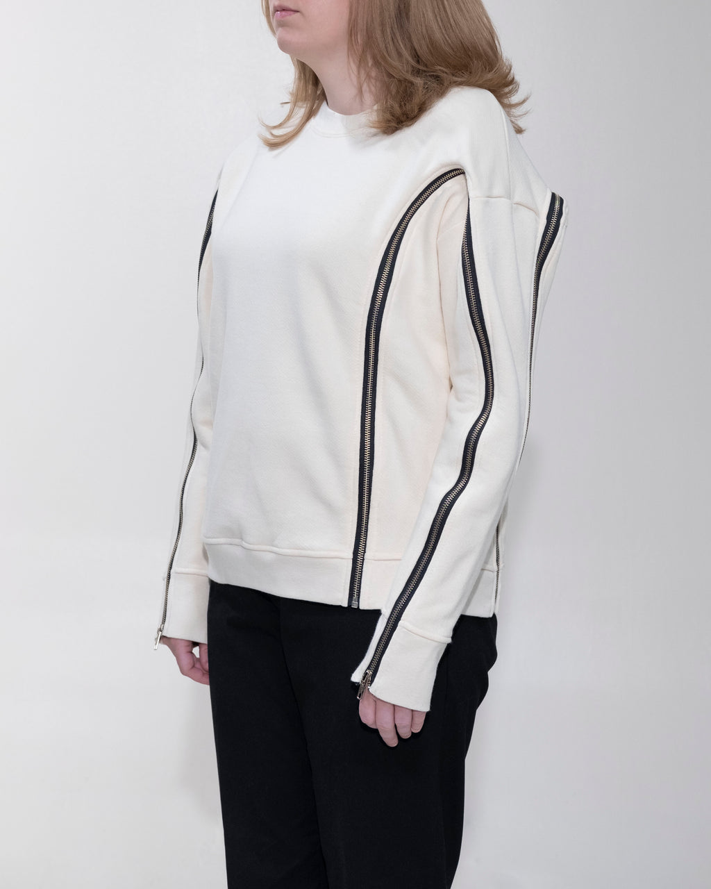 Parallel Zip Sweatshirt in Natural
