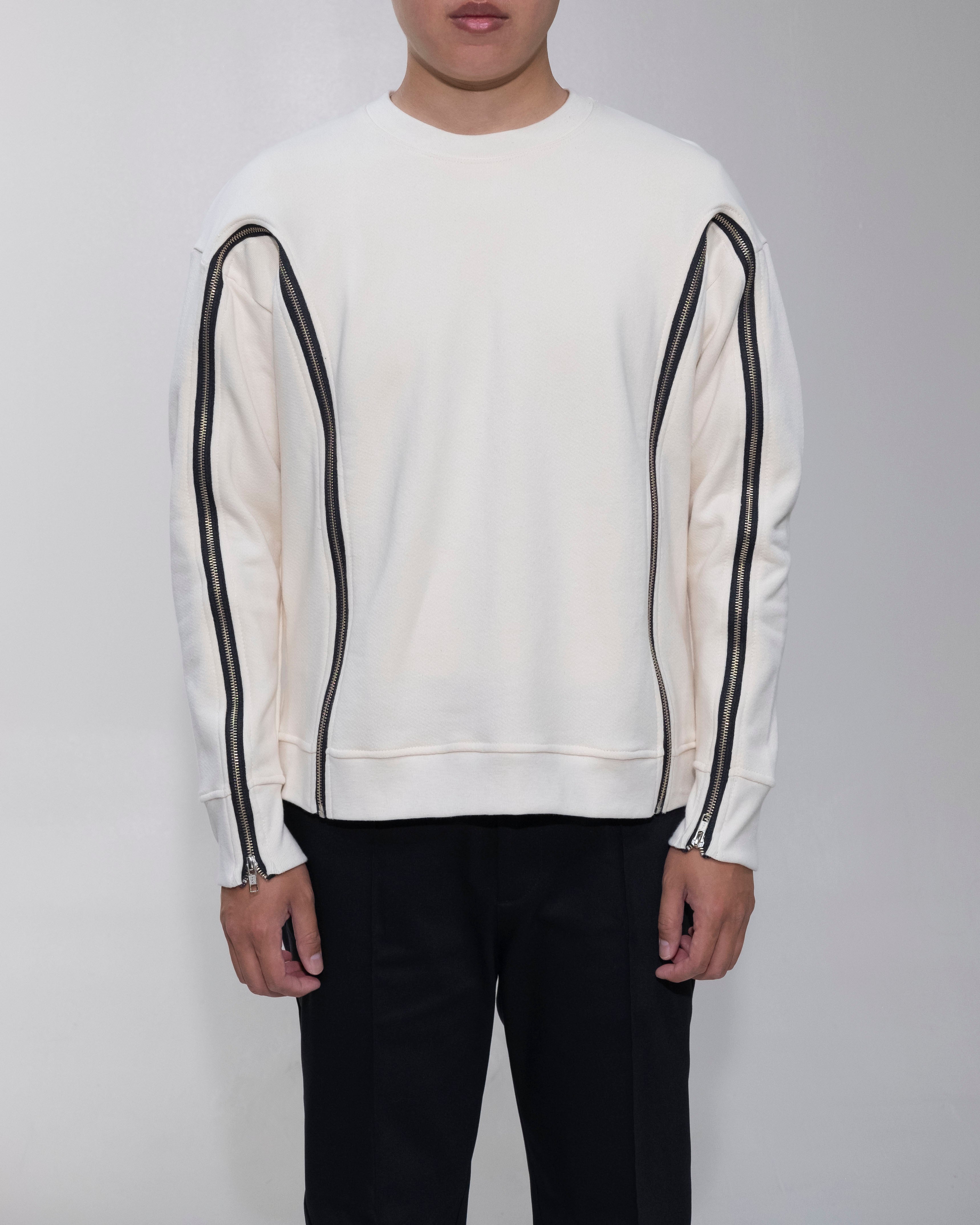 Parallel Zip Sweatshirt in Natural