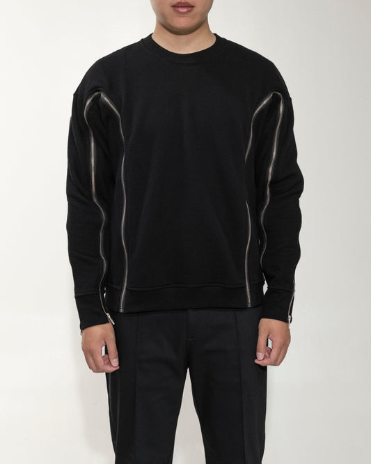 Parallel Zip Sweatshirt in Black