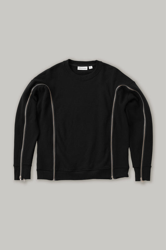 Parallel Zip Sweatshirt in Black